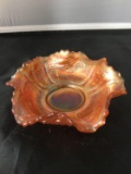 Orange Carnival Glass Candy Dish