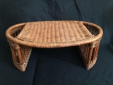 Wicker Magazine Rack Foot Rest With Misc. Baskets