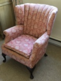 Pink Upholstered Wing Back Accent Chair