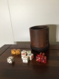 Leather Dice Cup With Vintage Dice