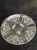 Etched Glass Footed Platter