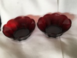 Pair Of Ruby Salad Bowls