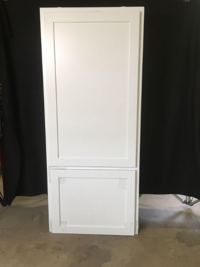 Tall White Cabinet With Spring Loaded Bottom Cabinet
