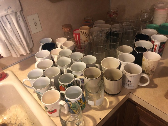 Large Lot Of Mugs And Glassware