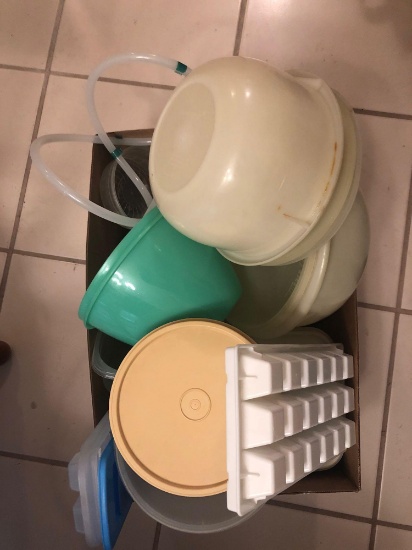 Box Full Of Tupperware and Various Containers