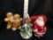 Three Shaker Sets Gingerbread Men/Poinsettia/Santa&Tree
