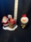 Santa With Sleigh On Stand Shakers With Stacking Snowman Shaker