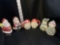 Three Shaker Sets Santas/Santa Heads/Frosty Snowmen