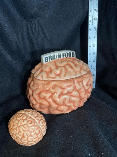 Brain Food Cookie Jar With Matching Shakers