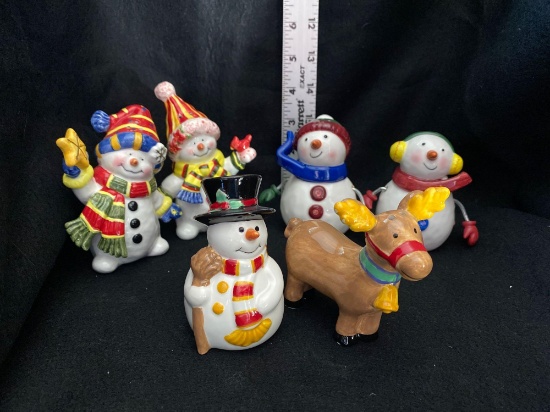 Three Sets Of Shakers Snowman Wire Arms/Snowman With Star&Bird/Snowman&Reindeer