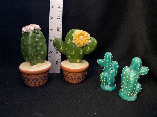 Vintage Cactus Shaker Sets With Cactus Flower Shaker Set