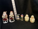 Three Shaker Sets Santas/Snowmen/Santa&Mrs.Clause