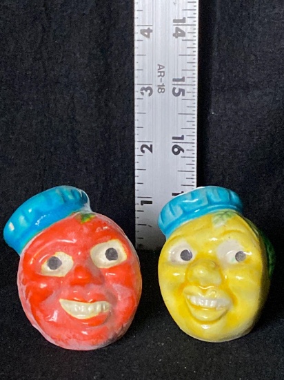 Vintage Anthropomorphic Fruit Head Shakers