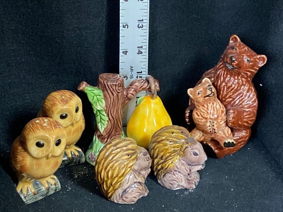 Four Shaker Sets Bear/Owl/Squirrel/Pear Tree