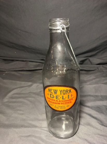 Vintage Advertising New York Deli Glass Bottle