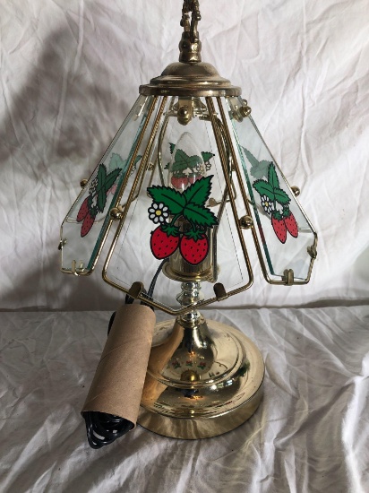 Vintage Lamp With Glass Strawberries Shade