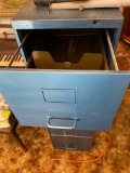 Blue Four Drawer Vintage File Cabinet