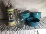 Vintage Stein Bowls And Vase