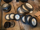 11 Assorted Hard Rubber Cart Tires With Two Plastic Wheels