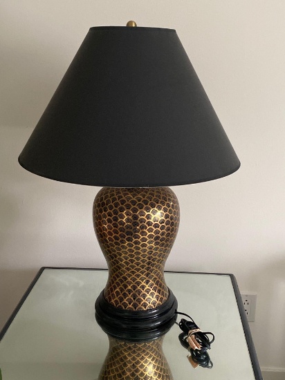 Classic Cloisonne Style Lamp With Black Shade