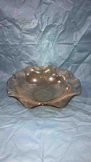 Yellow Depression Pressed Glass Centerpiece Bowl