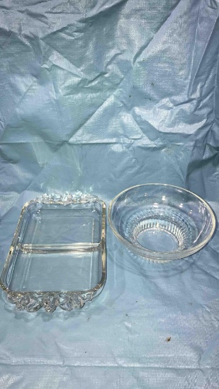 Glass Serving Tray And Bowl