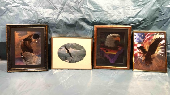 4 Vintage Eagle Photo's With Frames