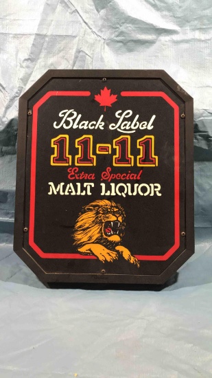Vintage Black Label 11-11 Malt Liquor Lighted Sign