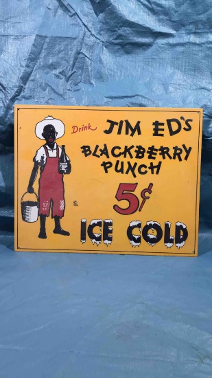 Vintage Jim Ed?s Blackberry Punch Sign