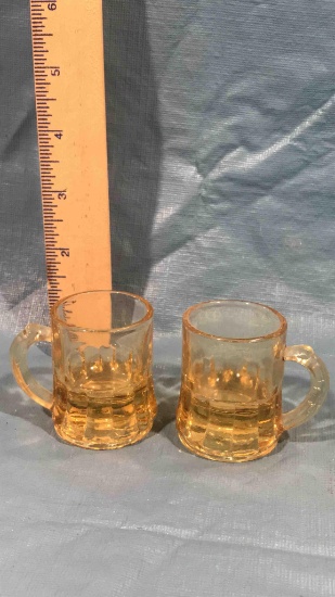 2 Vintage Federal Glass Beer Mug Shot Glass