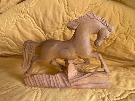 Hand Carved Wood Horse