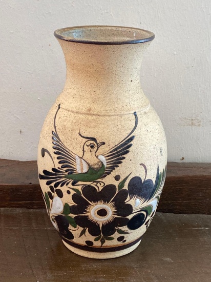 Signed Hand Painted Decorative Stoneware Vase