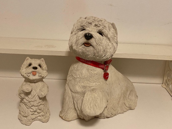 Two Signed Sandicast Scotty Dog Statuettes