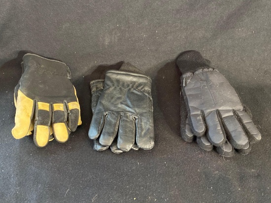 Three Sets Of Mens Winter Gloves