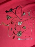 Necklace and Earrings Set With Misc Jewelry