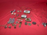 Vintage Compacts, Pins, Broaches, Bracelets, Necklaces