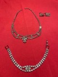 Vintage Necklace, Bracelet, Earrings Set