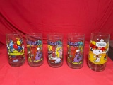 Snoopy, Flintstones, and Smurfs Glasses (5)