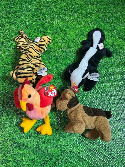 4 vintage beanie baby animal?s with tags