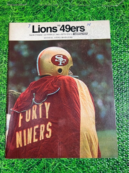 vintage 1968 lions vs 49ers program