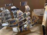 Two Folk Art Beer Can Ships With Two Beer Can Trucks