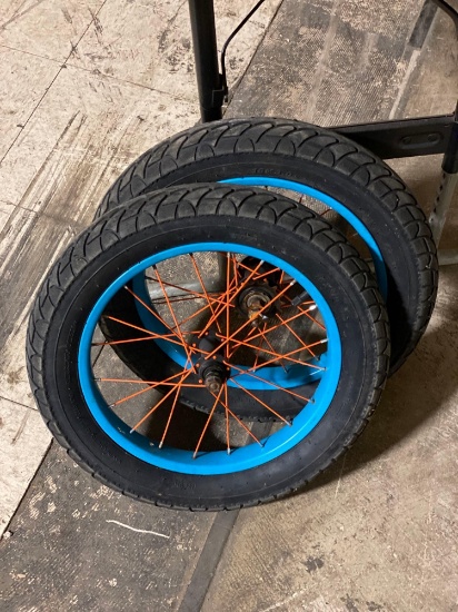 Blue Rim Orange Spoke Bike Tires