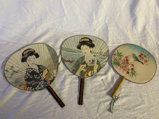 Vintage Oriental Hand Fans(3)