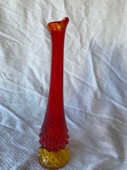 Vintage Fenton Amberina Glass Vase