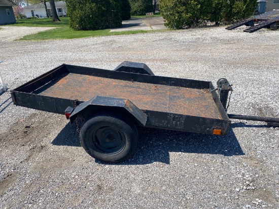 Steel Bed Single Axel Trailer With Winch