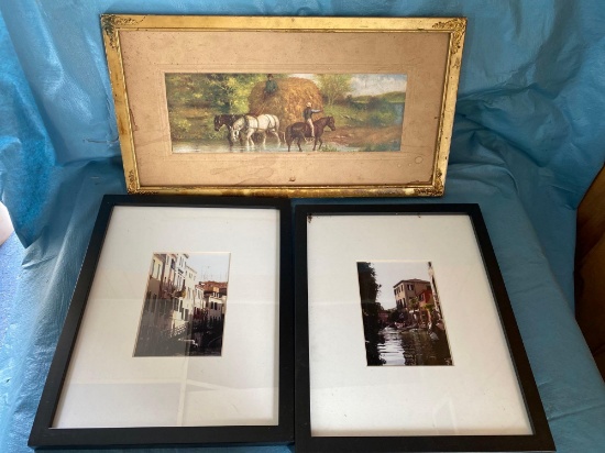 Rustic Print With Two Framed Photos