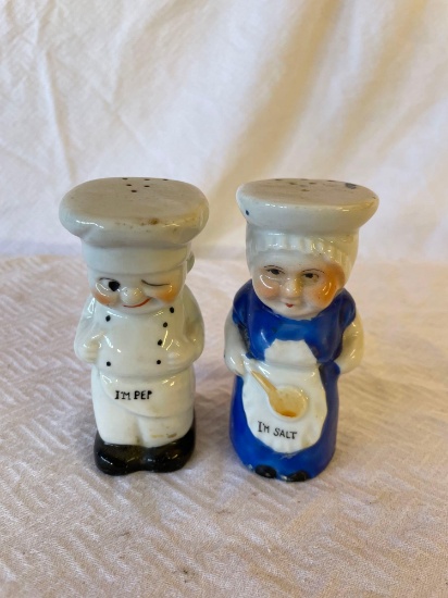 Vintage Chefs Salt and Pepper Shakers