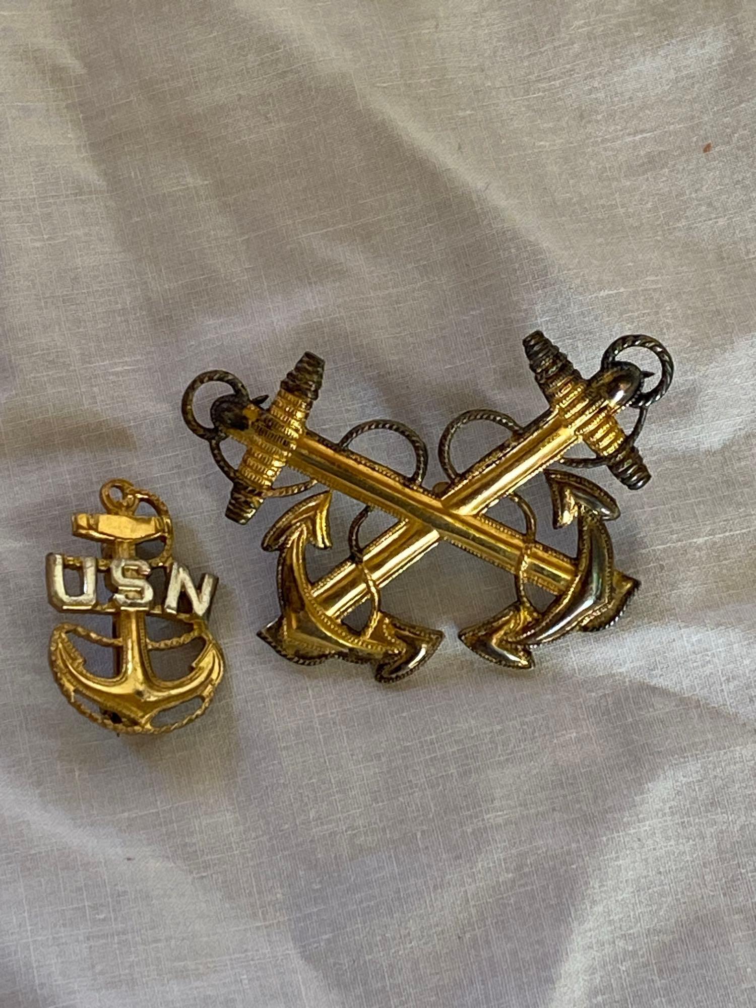 Two Sterling Silver Naval Pins | Proxibid