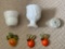 Milk Glass With Vintage Chalkware Wall Decor