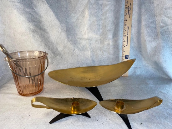 MCM Mirro Atomic Candle Holders and Tray